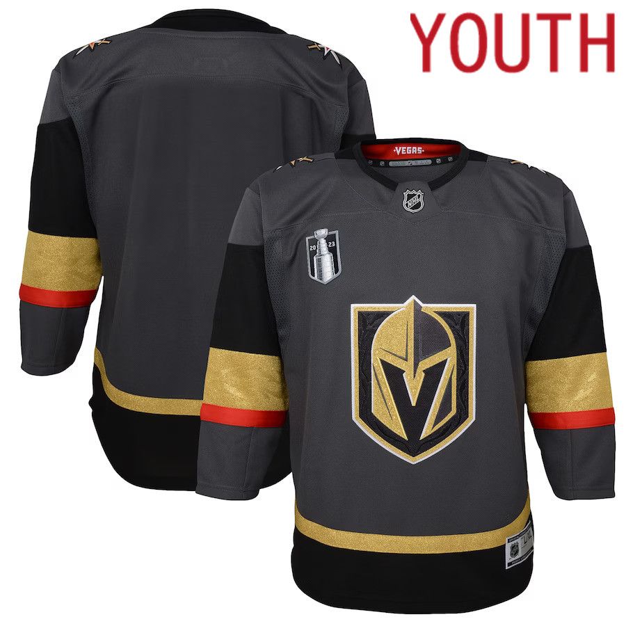 Youth Vegas Golden Knights Black 2023 Stanley Cup Final Alternate Premier NHL Jersey->youth nhl jersey->Youth Jersey